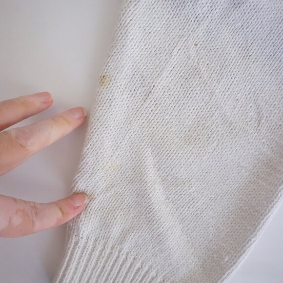 Vintage Herman Geist White Cotton Cardigan Floral Embroidered Grandmacore M - Picture 9 of 11